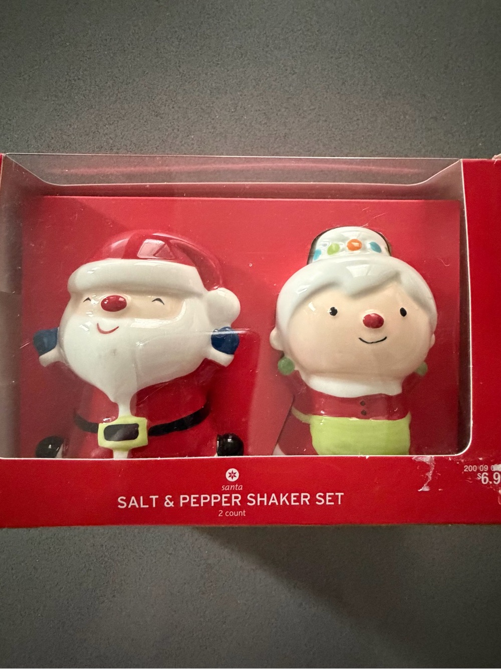 2012 Target Santa Mrs Claus Ceramic Salt Pepper Shakers Christmas Boxed Set